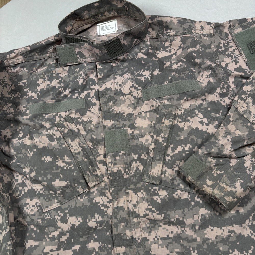 Military ACU Field Jacket Mens Large Long Digital Camo Ripstop Tactical Coat